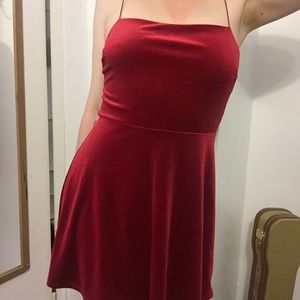 urban outfitters red velvet dress
